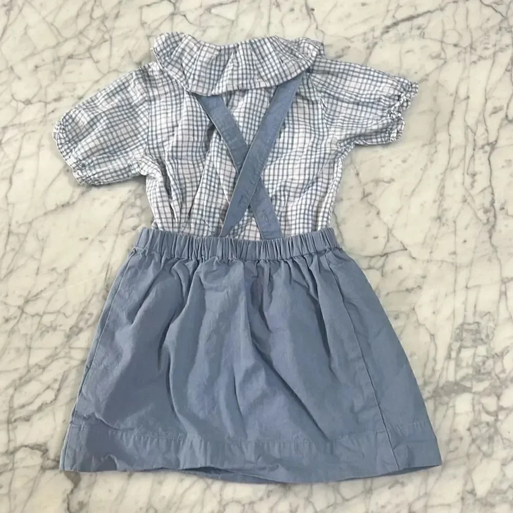 Maison Me Girl's Pinafore Dress with matching shirt Size 4/5